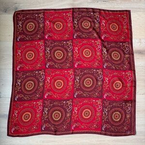 Villeroy & Boch 1748 Silk Scarf 34” X34” Red Paisley Square Vintage*S18